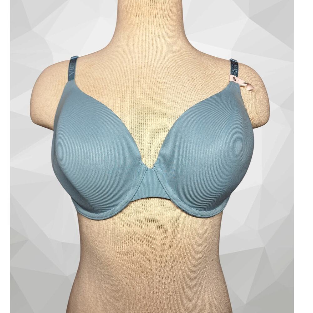 Victoria Secret t-shirt lightly lined full coverage bra 36D ribbed baby blue